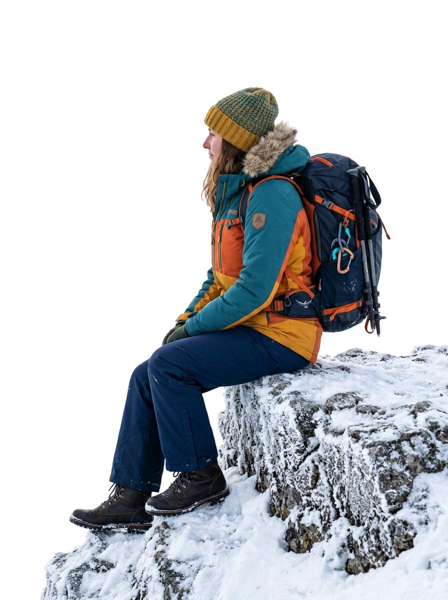 Adventurous Traveller Looking Towards Himalayan Mountains